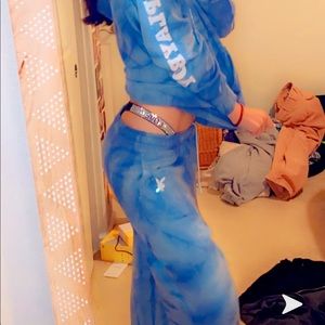 Playboy spiral blue tie dye sweatpants💙